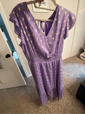 Grace Karin Lavender Dress with Gold Dot Print